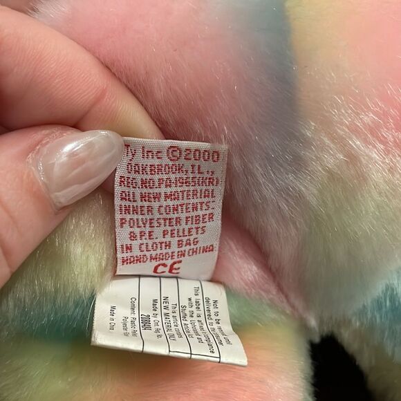 Vintage Ty First Birthday Bear Pink Blue Yellow Green, Excellent Condition 14” - Picture 7 of 7